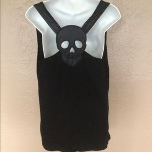 Royal Bones Black Skull Racerback Tank L Goth Punk